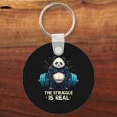 De strijd is echt grappig gym panda workout motief sleutelhanger (Voorkant)