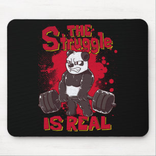 De strijd is echt grappig Panda Gym Bodybuilding Muismat