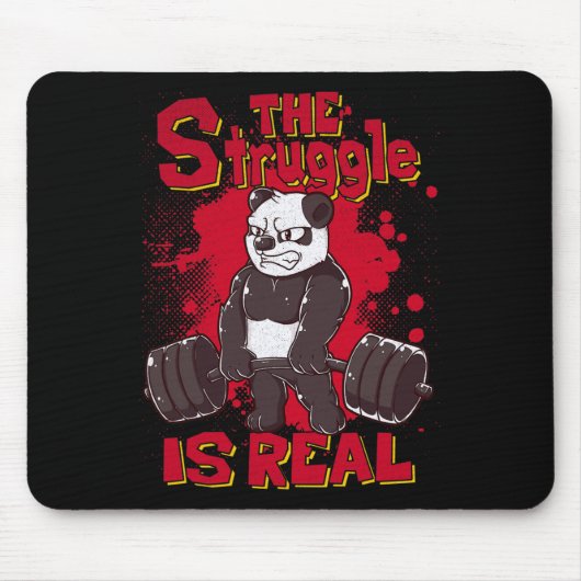 De strijd is echt grappig Panda Gym Bodybuilding Muismat (Voorkant)
