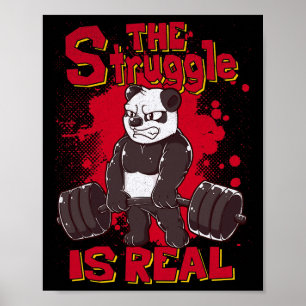 De strijd is echt grappig Panda Gym Bodybuilding Poster