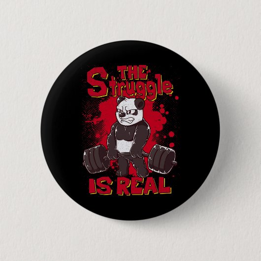 De strijd is echt grappig Panda Gym Bodybuilding Ronde Button 5,7 Cm (Voorkant)