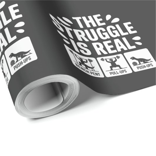 De strijd is echt grappig T-Rex Gym Workout Cadeaupapier (Rol Hoek)