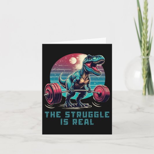 De strijd is echt grappig T-rex Gym Workout Kaart (Voorkant)