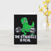 De strijd is echt grappig T-rex Gym Workout Kaart (Gele Bloem)