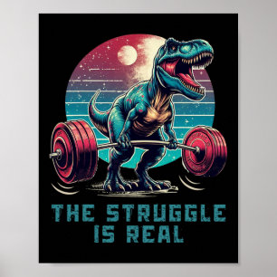 De strijd is echt grappig T-rex Gym Workout Poster