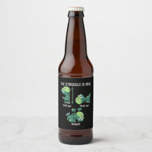 De Strijd is Echt Grappige Dinosaur T-Rex Gym Bier Etiket