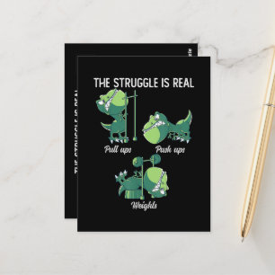 De Strijd is Echt Grappige Dinosaur T-Rex Gym Briefkaart