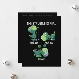 De Strijd is Echt Grappige Dinosaur T-Rex Gym Feestdagenkaart