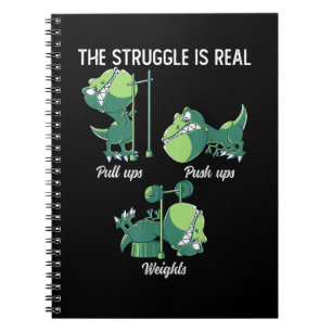 De Strijd is Echt Grappige Dinosaur T-Rex Gym Notitieboek