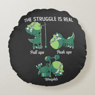 De Strijd is Echt Grappige Dinosaur T-Rex Gym Rond Kussen