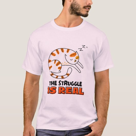 "De strijd is echt" grappige kat T-shirt (Voorkant)