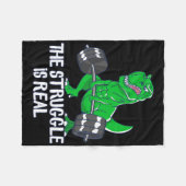 De Strijd Is Echt Grappige T-rex Fitness Workout  Fleece Deken (Voorkant (Horizontaal))