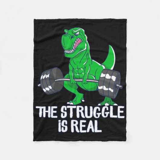 De Strijd Is Echt Grappige T-rex Fitness Workout  Fleece Deken (Voorkant)