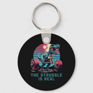 De Strijd Is Echt Grappige T-rex Sportzaal Workout Sleutelhanger