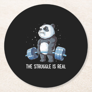 De strijd is echt Panda Weightlift Ronde Kartonnen Onderzetter