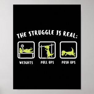 De strijd is echte dinosaurus fitness T-rex sports Poster