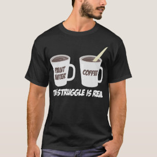 De strijd is een echte penseelkleurenkoffie t-shirt