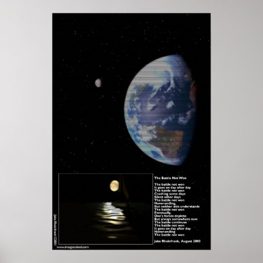De strijd niet gewonnen: aardeachtergrond poster (Voorkant)
