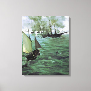 De strijd om de Kearsarge en de Alabama Canvas Afdruk