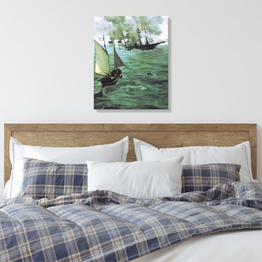 De strijd om de Kearsarge en de Alabama Canvas Afdruk (Insitu (Slaapkamer))