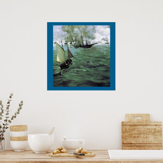 De strijd om de Kearsarge en de Alabama Poster (Keuken)