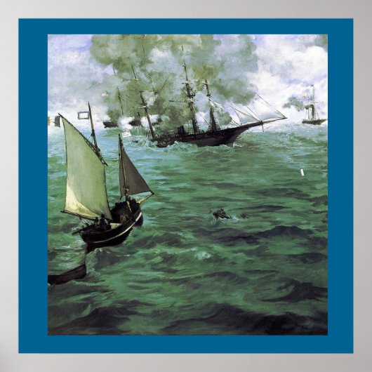 De strijd om de Kearsarge en de Alabama Poster (Voorkant)