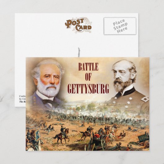 De strijd om Gettysburg met Lee en Meade Briefkaart (Voorkant / Achterkant)