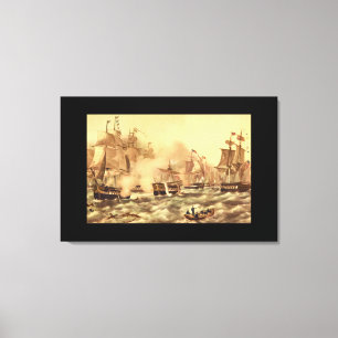 De strijd om het meer van Erie, Commodore_Engravin Canvas Afdruk