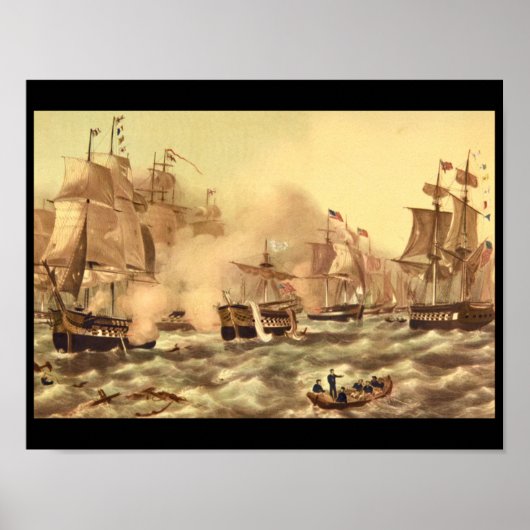 De strijd om het meer van Erie, Commodore_Engravin Poster (Voorkant)