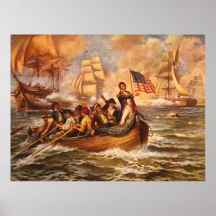 De strijd om het meer van Erie door Percy Moran Poster