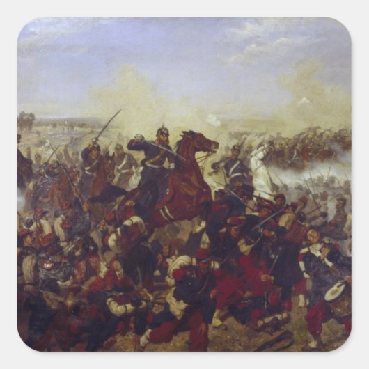 De strijd om Mars de la Tour Vierkante Sticker (Voorkant)
