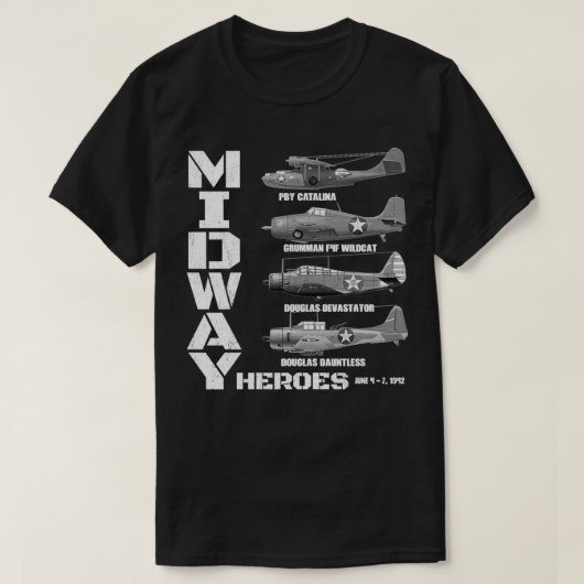 De strijd om Midway Plane die Amerikaanse WW2 P T-shirt (Design voorkant)