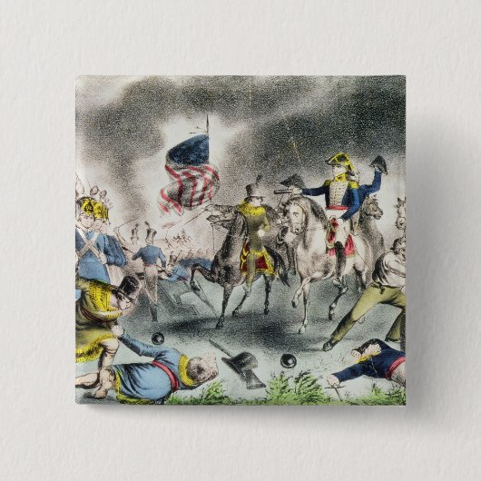 De strijd om New Orleans, pub.Nathaniel Currier Vierkante Button 5,1 Cm (Voorkant)