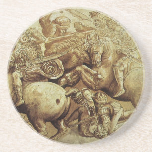 De strijd tegen Anghiari door Leonardo da Vinci Zandsteen Onderzetter