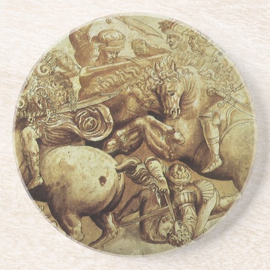 De strijd tegen Anghiari door Leonardo da Vinci Zandsteen Onderzetter (Voorkant)