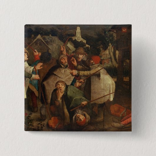 De strijd tegen de blinde Mannen, 1643 Vierkante Button 5,1 Cm (Voorkant)