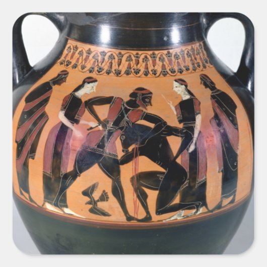 De strijd tegen de Minotaur Vierkante Sticker (Voorkant)