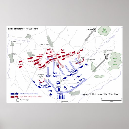 De strijd tegen de strategische kaart Waterloo van Poster (Voorkant)