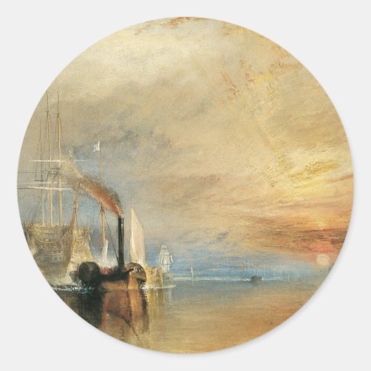 De strijd tegen Temeraire door Joseph Turner, Mari Ronde Sticker (Voorkant)