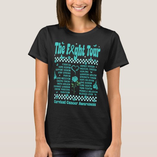 De strijd Tour cervicale kanker bewustzijn T-shirt (Voorkant)