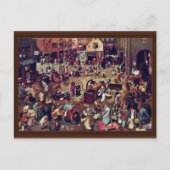 De strijd tussen Carnaval en Lent, door Bruegel Briefkaart (Voorkant)