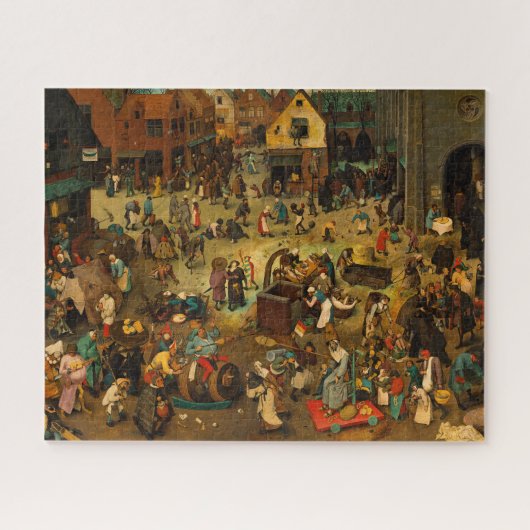 De strijd tussen Carnaval en Lent door Bruegel Legpuzzel (Horizontaal)