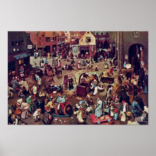 De strijd tussen Carnaval en Lent, door Bruegel Poster (Voorkant)