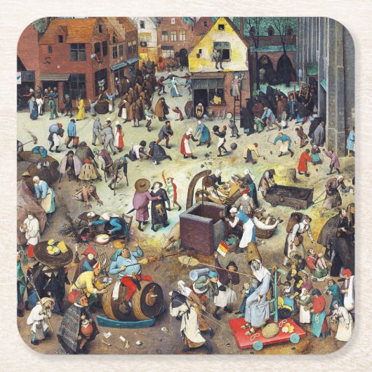 De strijd tussen Carnival en Lent, Bruegel Kartonnen Onderzetters (Voorkant)