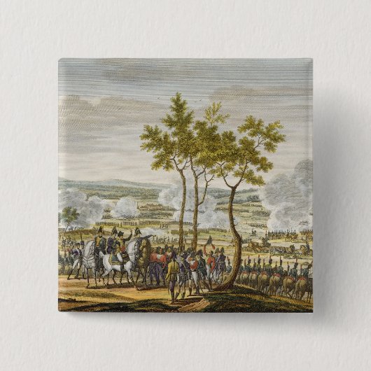 De strijd van Abensberg, 20 april 1809, gegraveerd Vierkante Button 5,1 Cm (Voorkant)