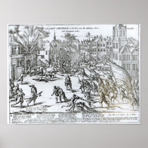 De strijd van Courtrai tussen de Fransen Poster