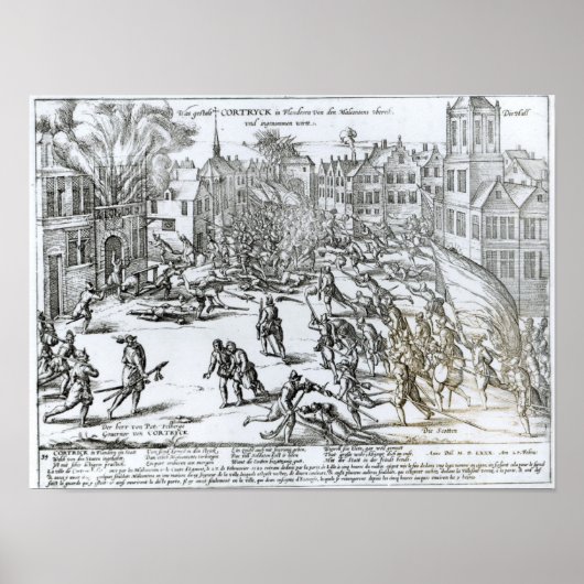 De strijd van Courtrai tussen de Fransen Poster (Voorkant)