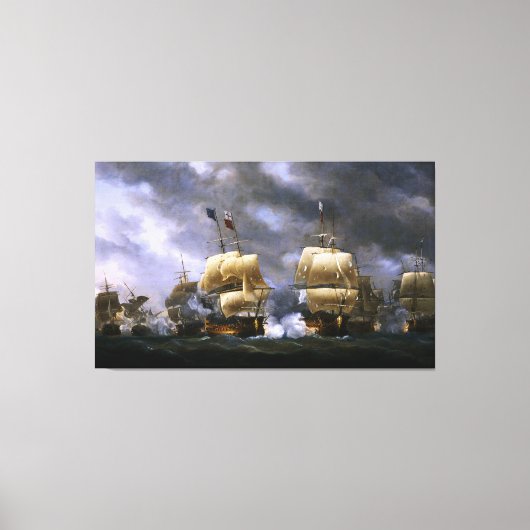 De strijd van Nicholas Pocock tegen Quiberon Bay Canvas Afdruk (Voorkant)