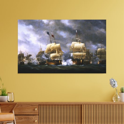 De strijd van Nicholas Pocock tegen Quiberon Bay Canvas Afdruk (Insitu (Woonkamer))