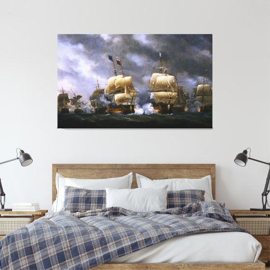 De strijd van Nicholas Pocock tegen Quiberon Bay Canvas Afdruk (Insitu (Slaapkamer))